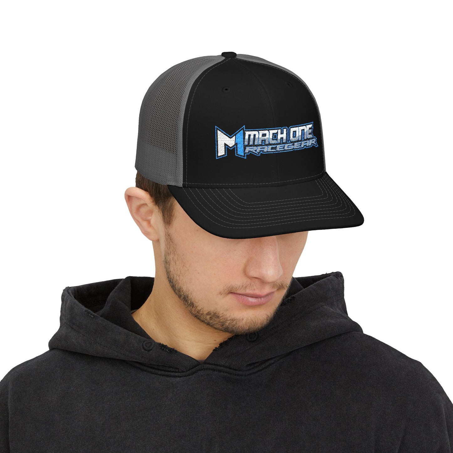 Mach One Race Gear Snapback Trucker Cap - Stylish Embroidered Cap for Racing Enthusiasts