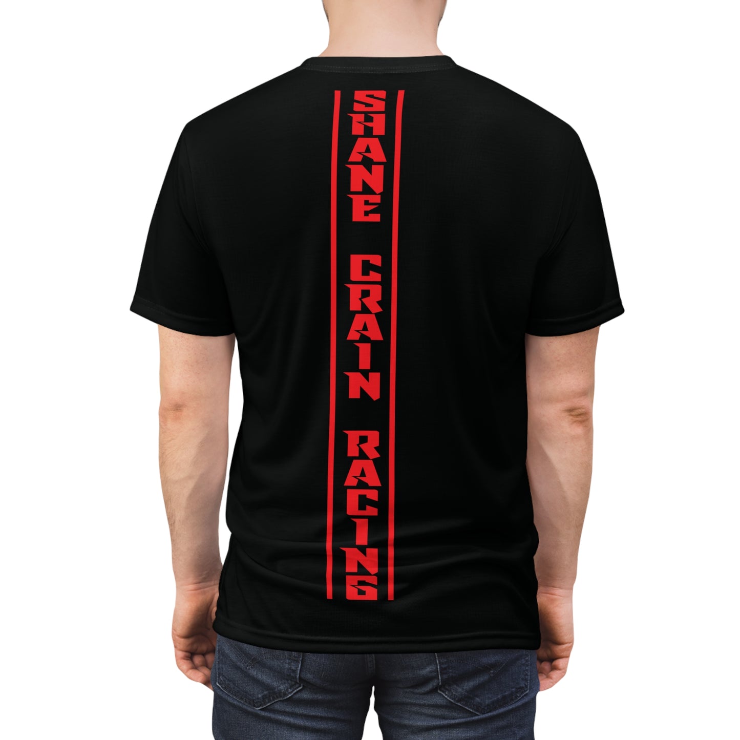 Shane Crain Racing Style Unisex Tee, Stylish Graphic Tee, Sporty AOP Shirt, Casual Everyday Wear, Perfect Gift for Race Fans, Comfortable Fitness Outfit