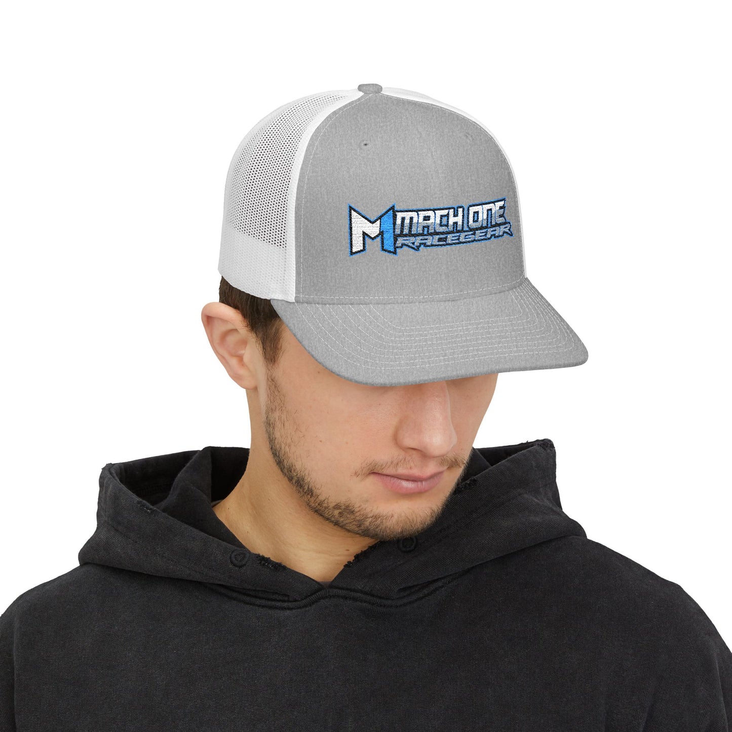 Mach One Race Gear Snapback Trucker Cap - Stylish Embroidered Cap for Racing Enthusiasts