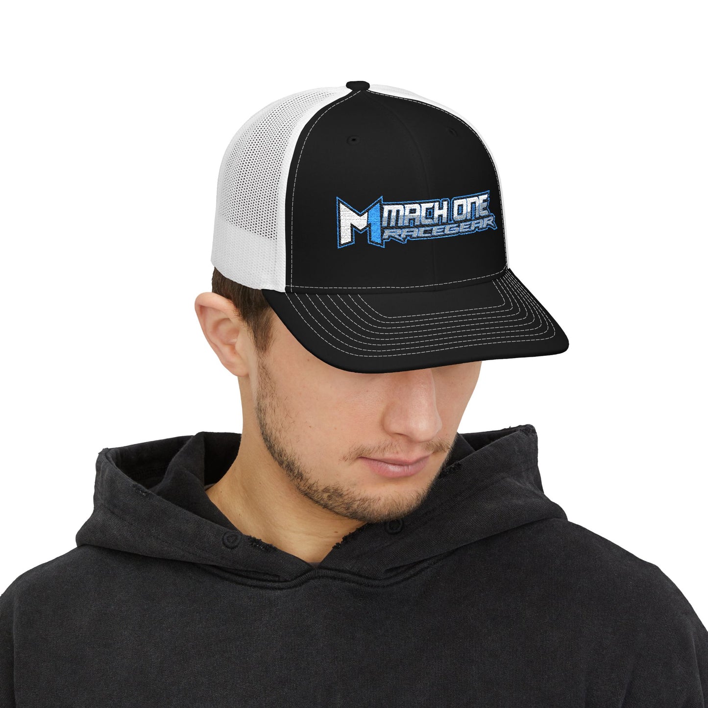Mach One Race Gear Snapback Trucker Cap - Stylish Embroidered Cap for Racing Enthusiasts