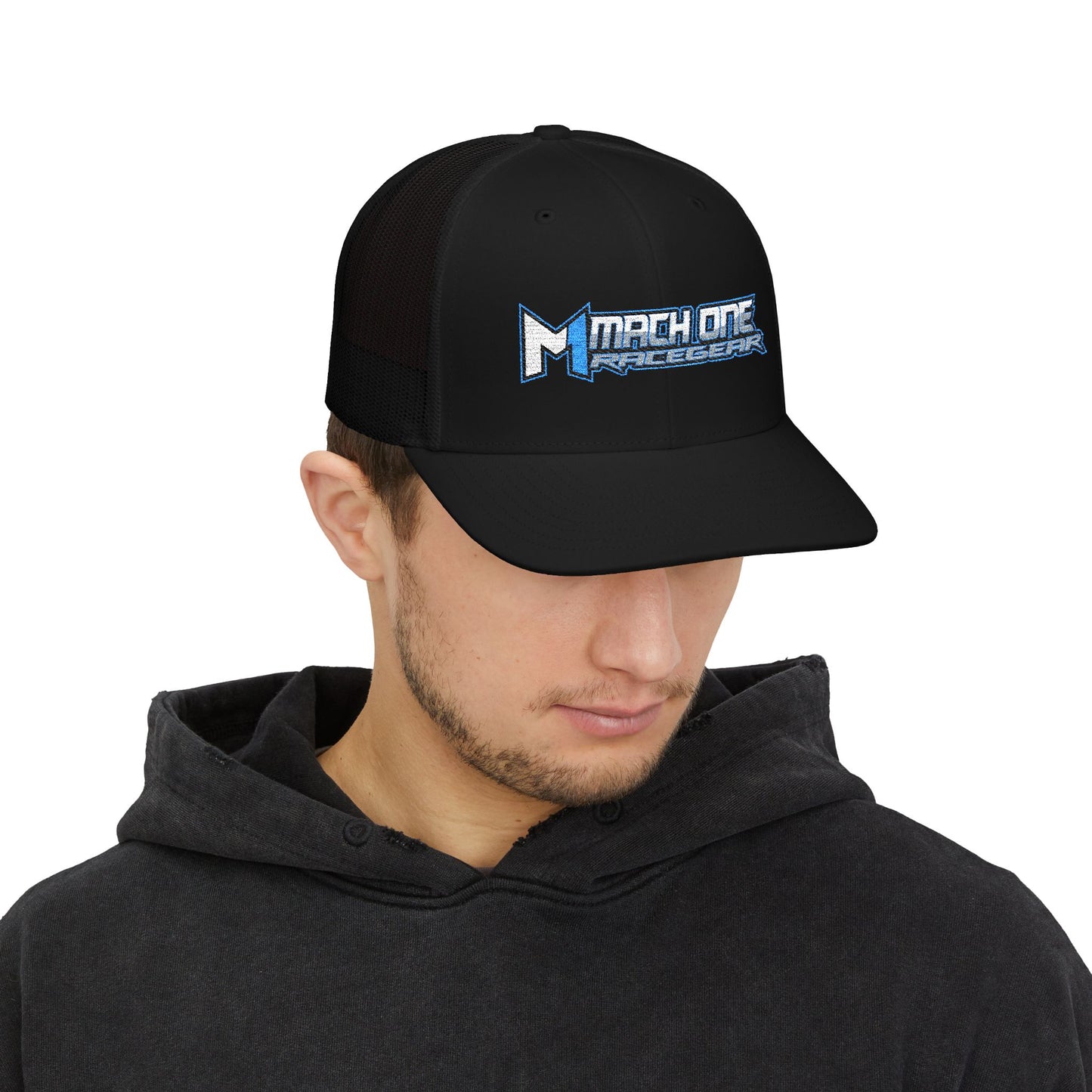 Mach One Race Gear Snapback Trucker Cap - Stylish Embroidered Cap for Racing Enthusiasts
