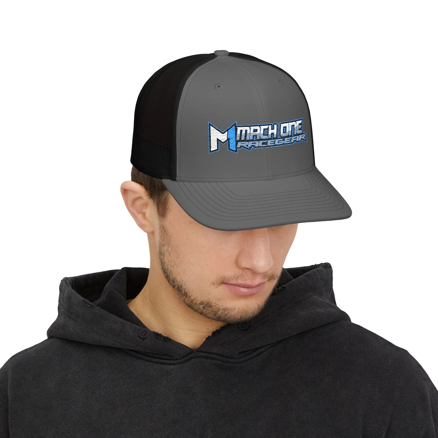 Mach One Race Gear Snapback Trucker Cap - Stylish Embroidered Cap for Racing Enthusiasts