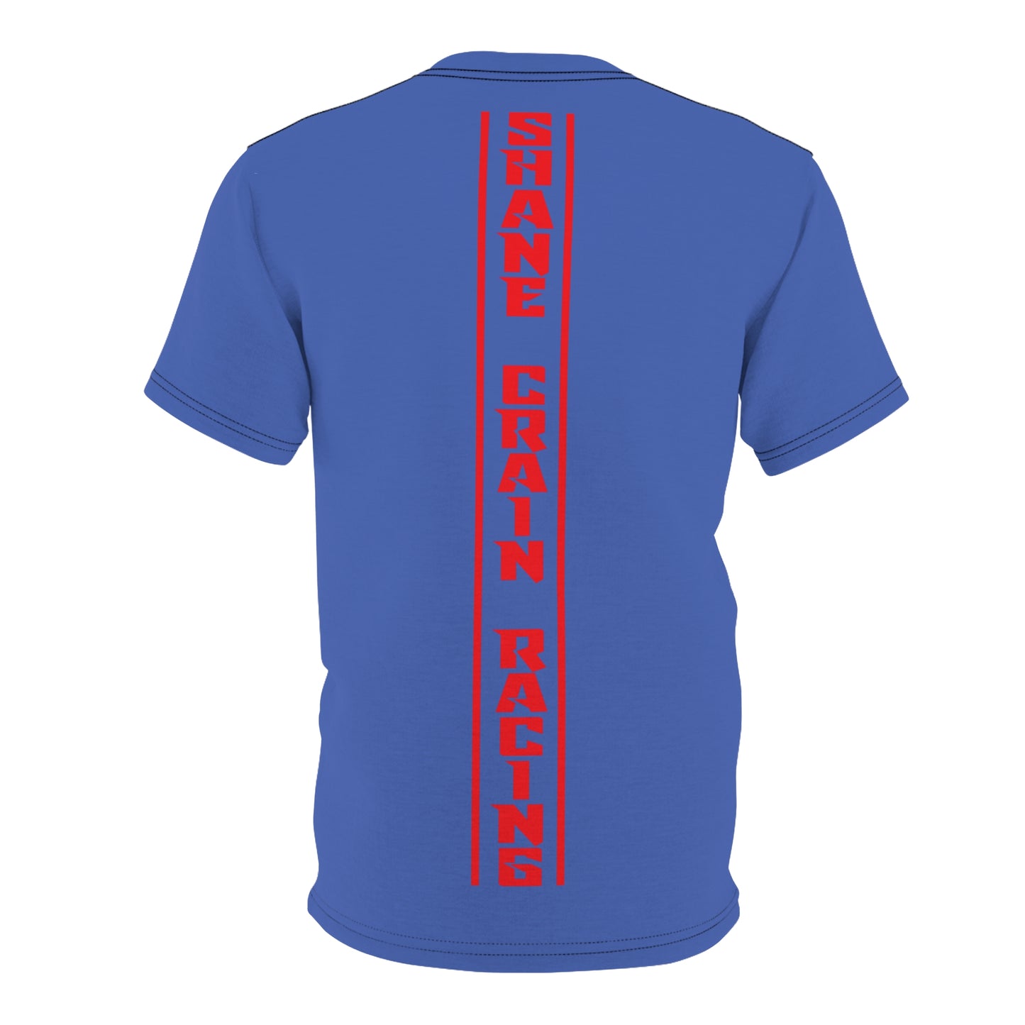 Shane Crain Racing Style Unisex Tee, Stylish Graphic Tee, Sporty AOP Shirt, Casual Everyday Wear, Perfect Gift for Race Fans, Comfortable Fitness Outfit Blue