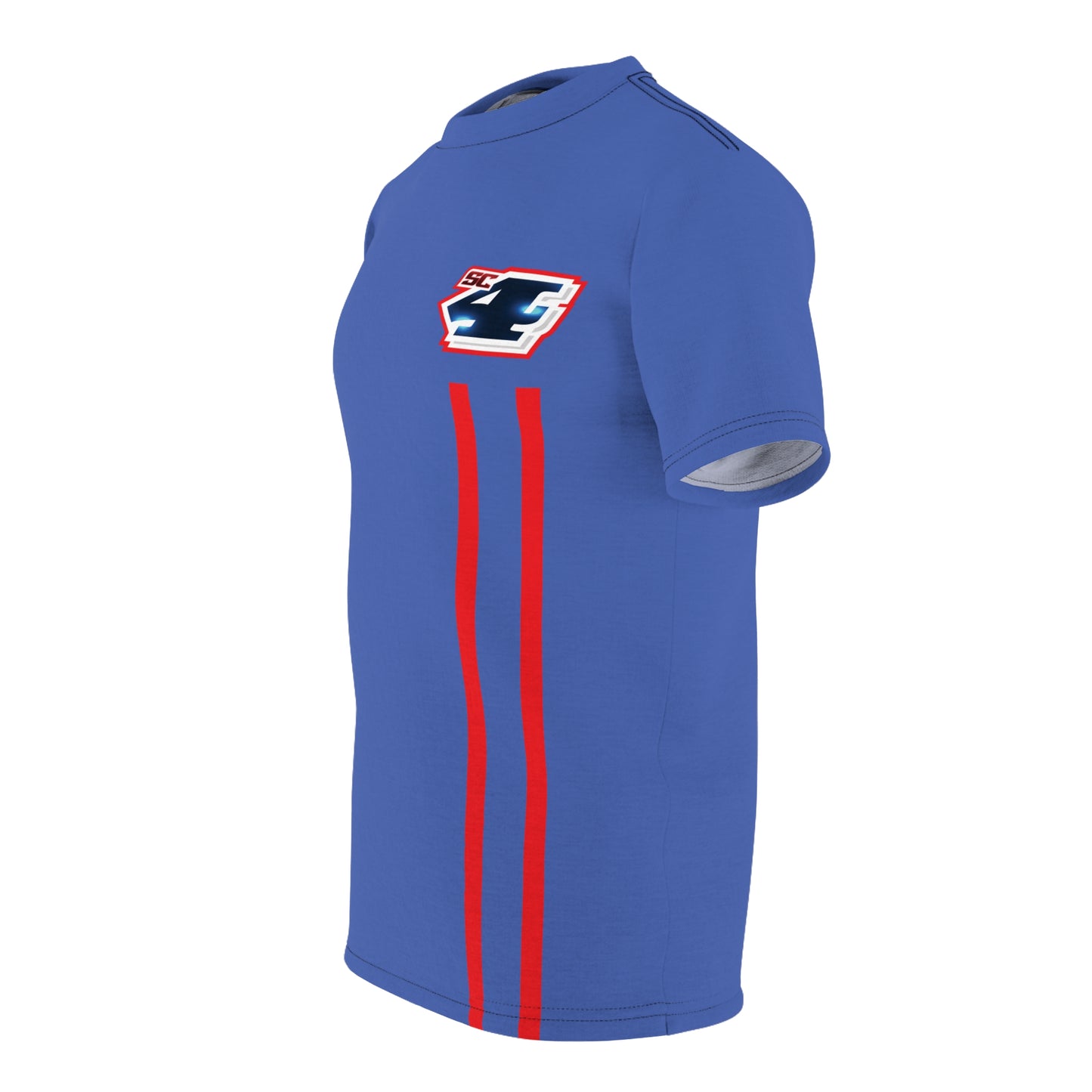 Shane Crain Racing Style Unisex Tee, Stylish Graphic Tee, Sporty AOP Shirt, Casual Everyday Wear, Perfect Gift for Race Fans, Comfortable Fitness Outfit Blue