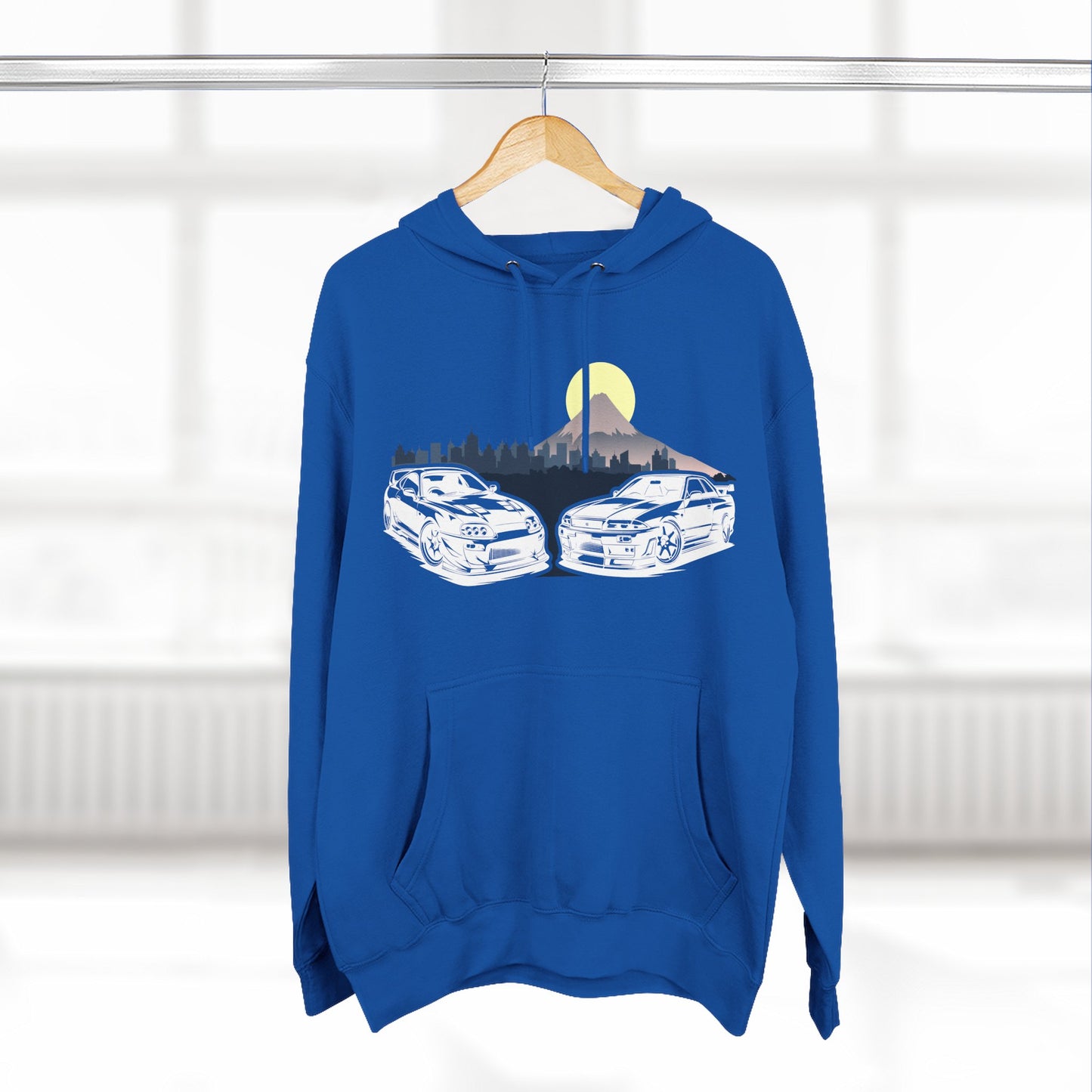 Supra and Skyline Tokyo Three-Panel Fleece Hoodie, Gift for Him, Men’s Hoodie, Automotive Apparel, Cozy Hoodie for Car Enthusiasts