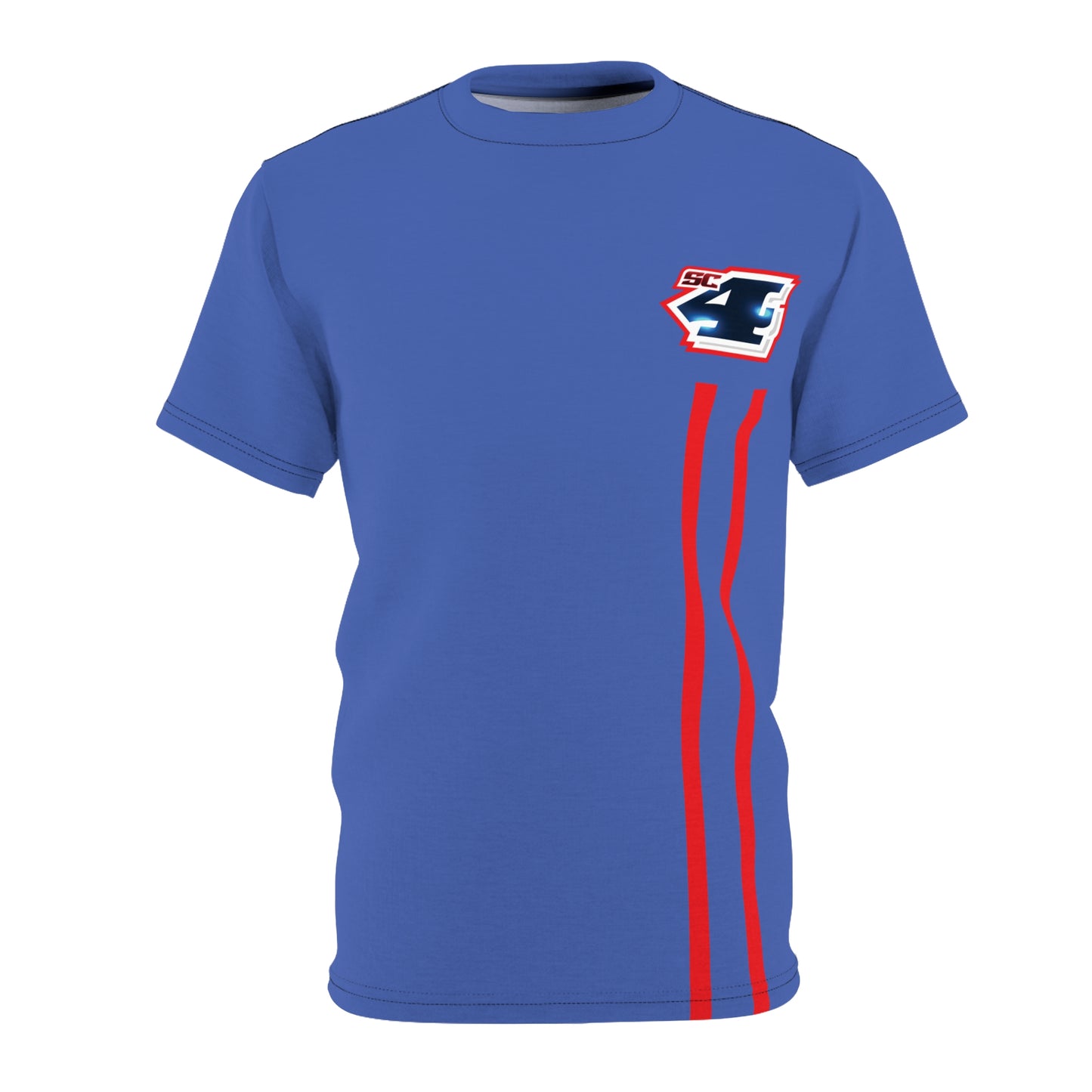 Shane Crain Racing Style Unisex Tee, Stylish Graphic Tee, Sporty AOP Shirt, Casual Everyday Wear, Perfect Gift for Race Fans, Comfortable Fitness Outfit Blue