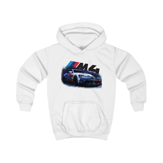 BMW M4 Kids Hoodie – Blue Race Car Graphic Hoodie for Boys & Girls