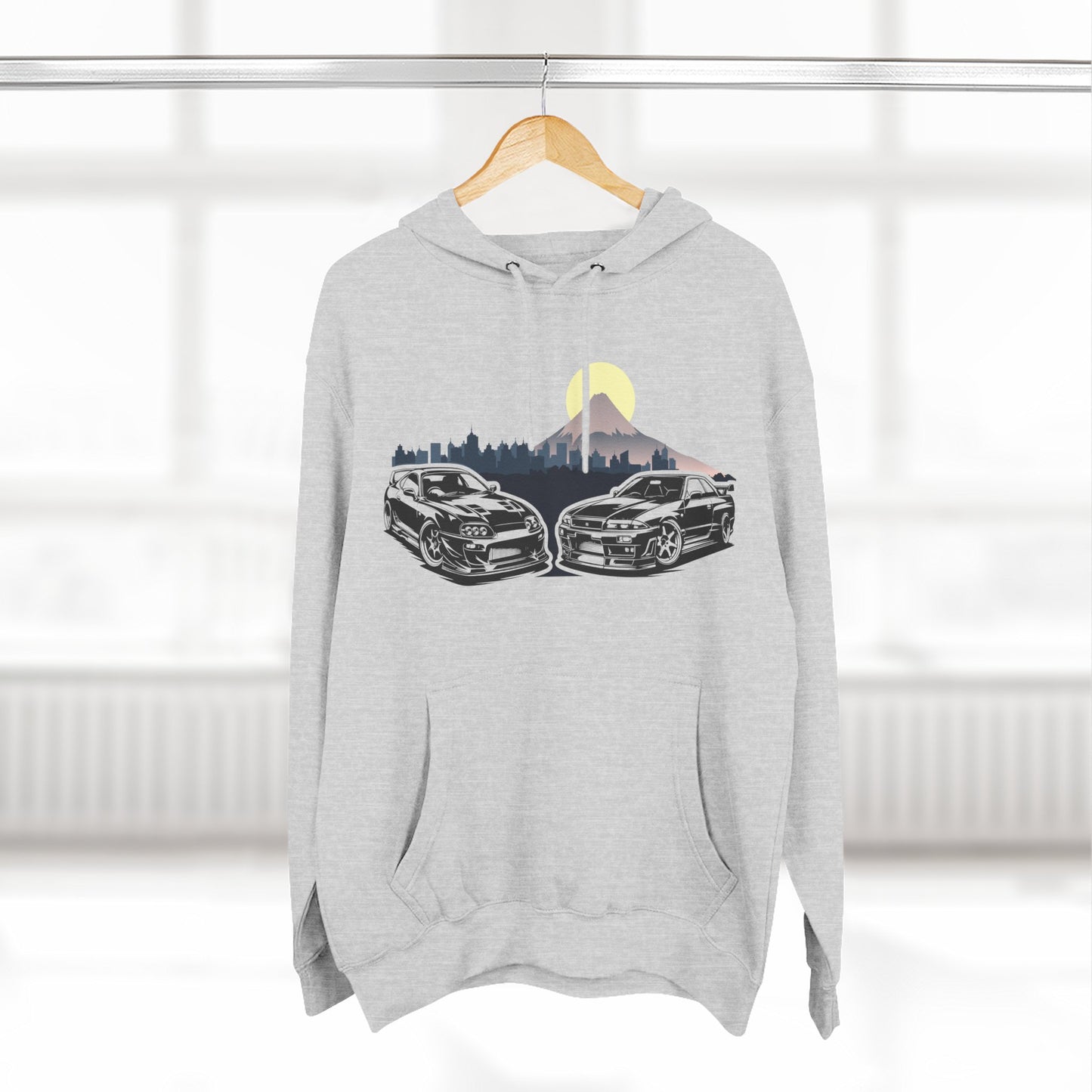 Supra Skyline Tokyo Fleece Hoodie, Car Lover Gift, Cozy Apparel for Road Trips, Outdoor Adventure, Perfect for Fall and Winter