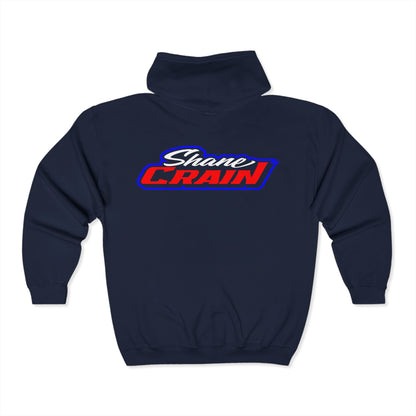 Shane Crain Zip Hoodie with Custom Designs, Perfect for Motorsports Fans, Comfortable Outerwear, Gifting for Race Day, Casual Wear
