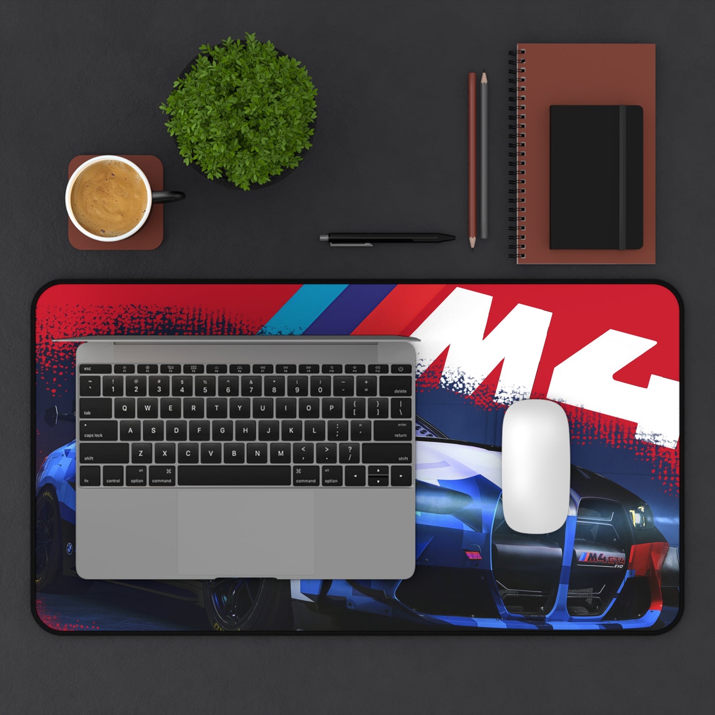 Racing BMW M4 Desk Mat — Blue Red Motorsport Gaming Mouse Pad