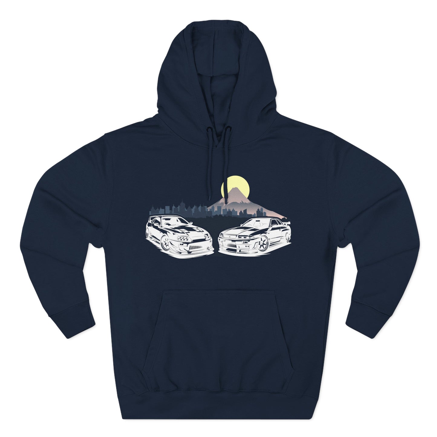 Supra and Skyline Tokyo Three-Panel Fleece Hoodie, Gift for Him, Men’s Hoodie, Automotive Apparel, Cozy Hoodie for Car Enthusiasts