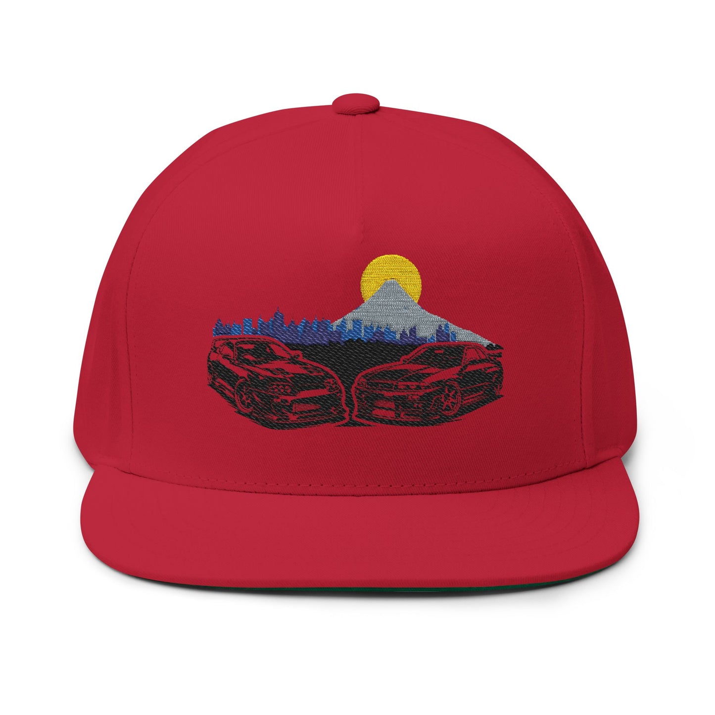 Embroidered Flat Bill Cap | Custom Car Design Hat for Car Enthusiasts, Birthday Gift, Supra & Skyline Tokyo