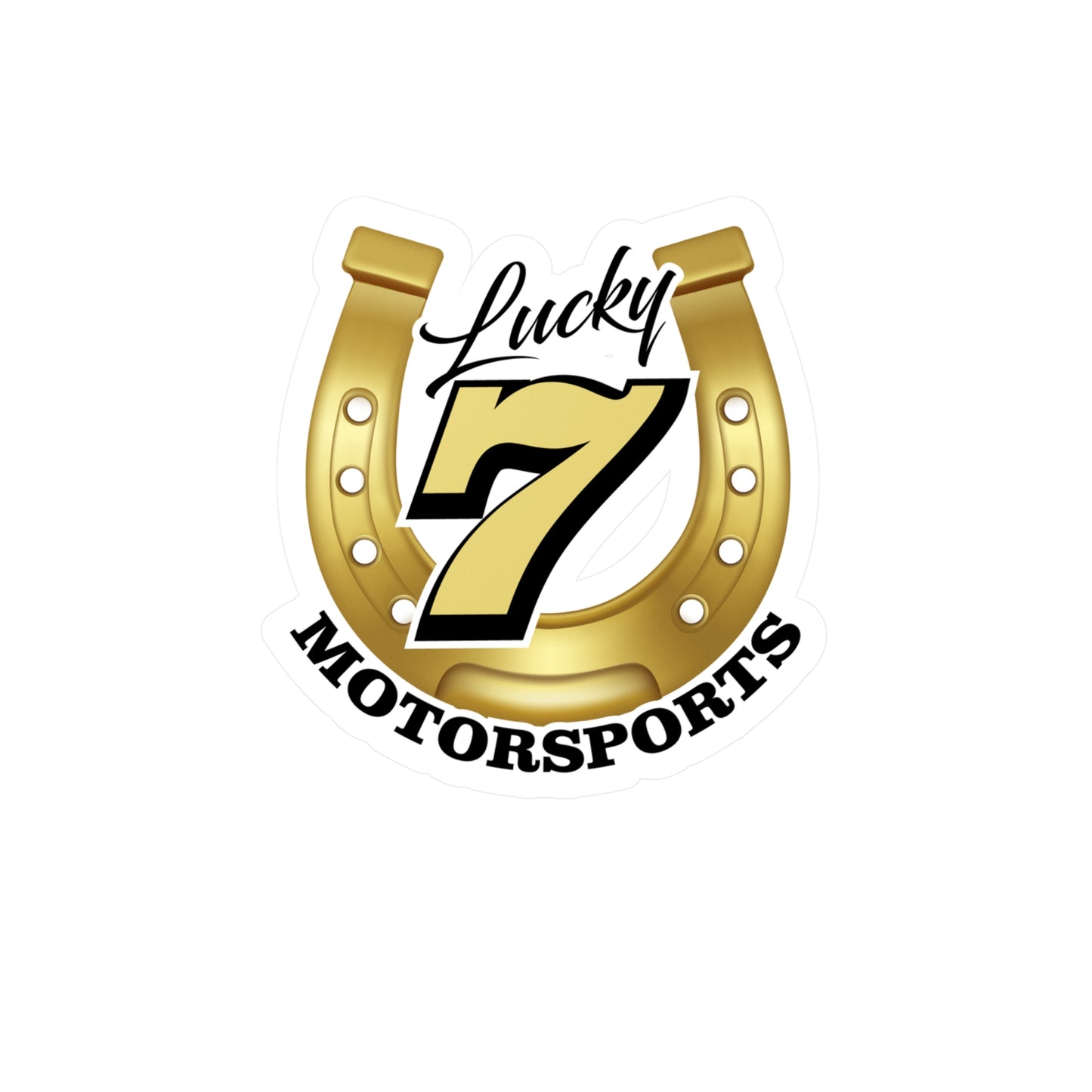 Lucky 7 Motorsports Kiss-Cut Vinyl Decals - Horsehoe Design for Car Enthusiasts
