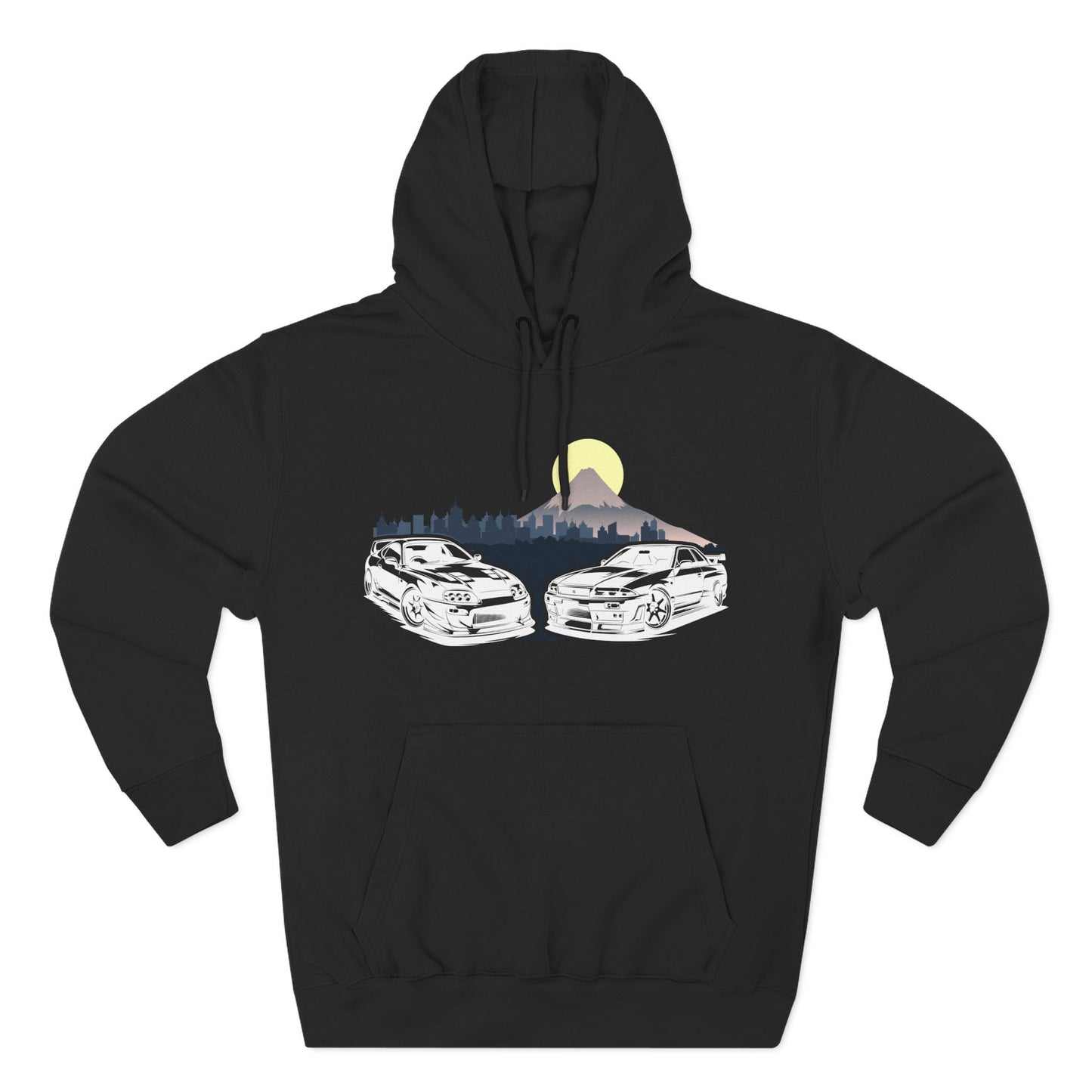 Supra and Skyline Tokyo Three-Panel Fleece Hoodie, Gift for Him, Men’s Hoodie, Automotive Apparel, Cozy Hoodie for Car Enthusiasts