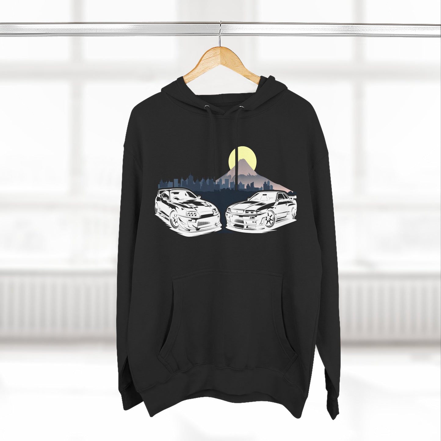 Supra and Skyline Tokyo Three-Panel Fleece Hoodie, Gift for Him, Men’s Hoodie, Automotive Apparel, Cozy Hoodie for Car Enthusiasts