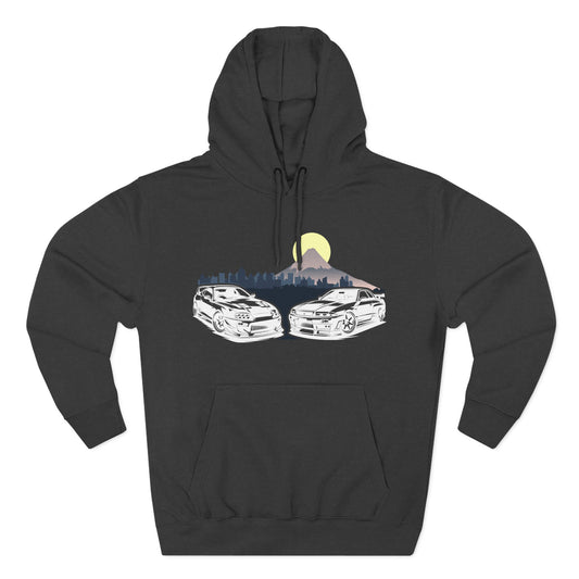 Supra and Skyline Tokyo Three-Panel Fleece Hoodie, Gift for Him, Men’s Hoodie, Automotive Apparel, Cozy Hoodie for Car Enthusiasts