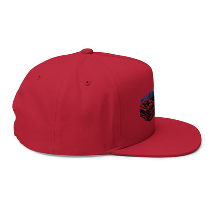 Embroidered Flat Bill Cap | Custom Car Design Hat for Car Enthusiasts, Birthday Gift, Supra & Skyline Tokyo