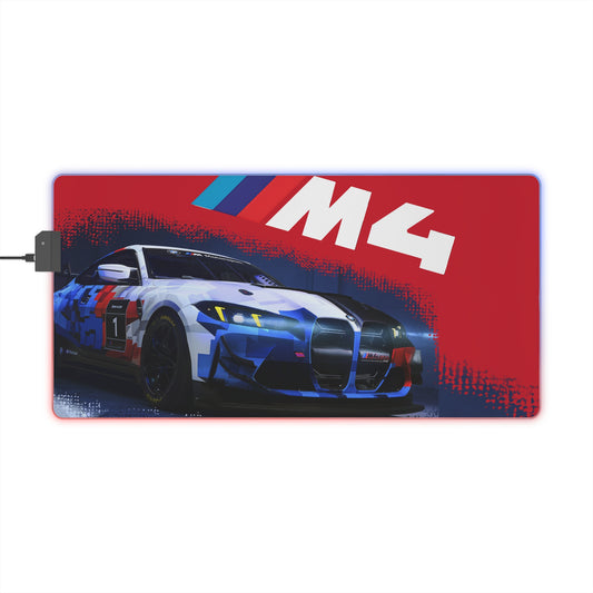 Racing M4 LED Gaming Mouse Pad — RGB Illuminated Extended Desk Mat with Sports Car Design
