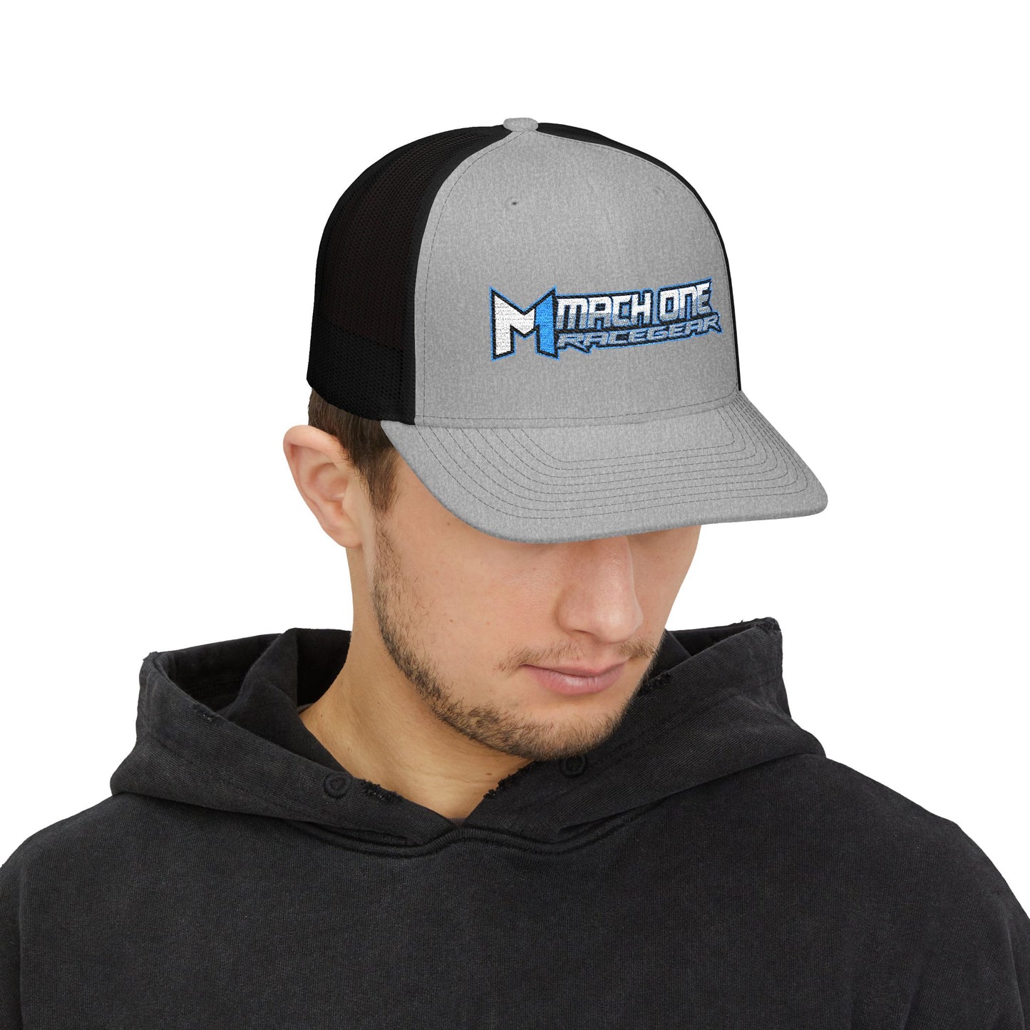 Mach One Race Gear Snapback Trucker Cap - Stylish Embroidered Cap for Racing Enthusiasts