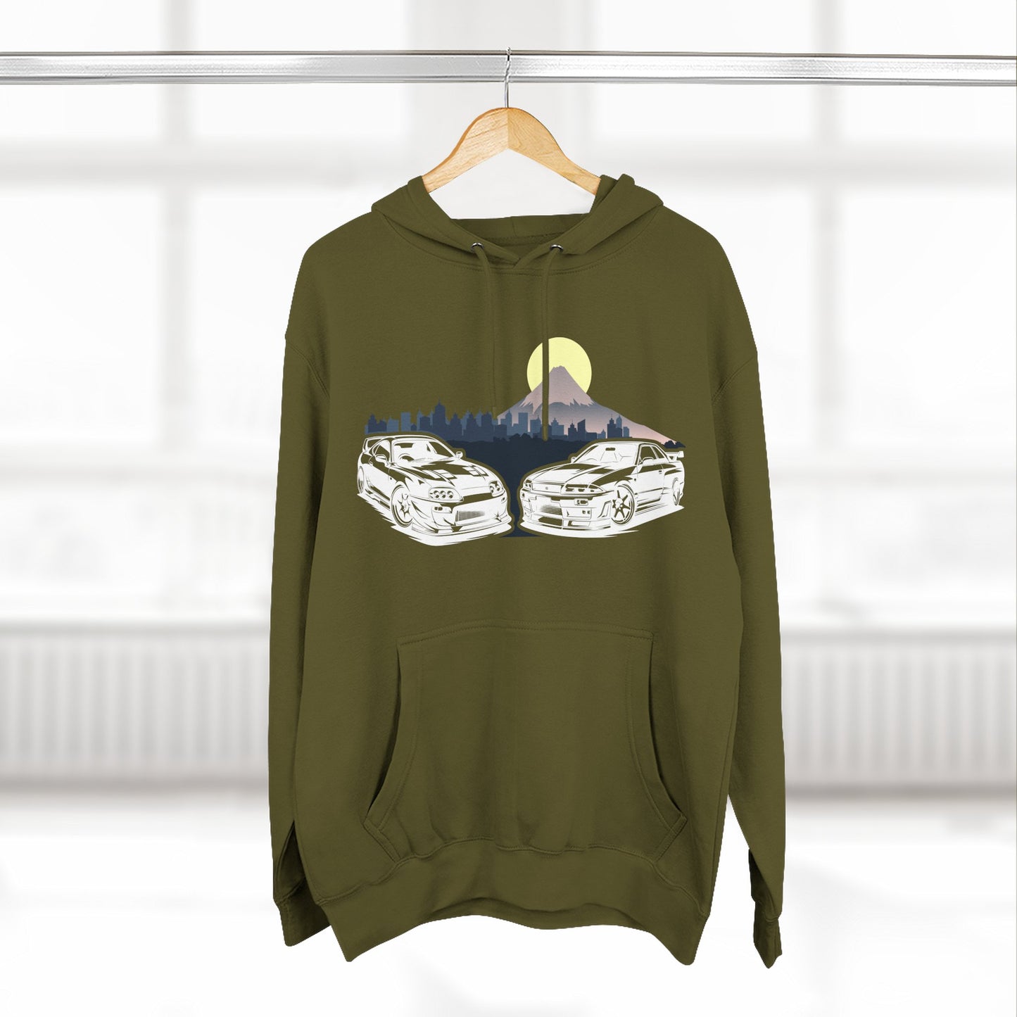 Supra and Skyline Tokyo Three-Panel Fleece Hoodie, Gift for Him, Men’s Hoodie, Automotive Apparel, Cozy Hoodie for Car Enthusiasts