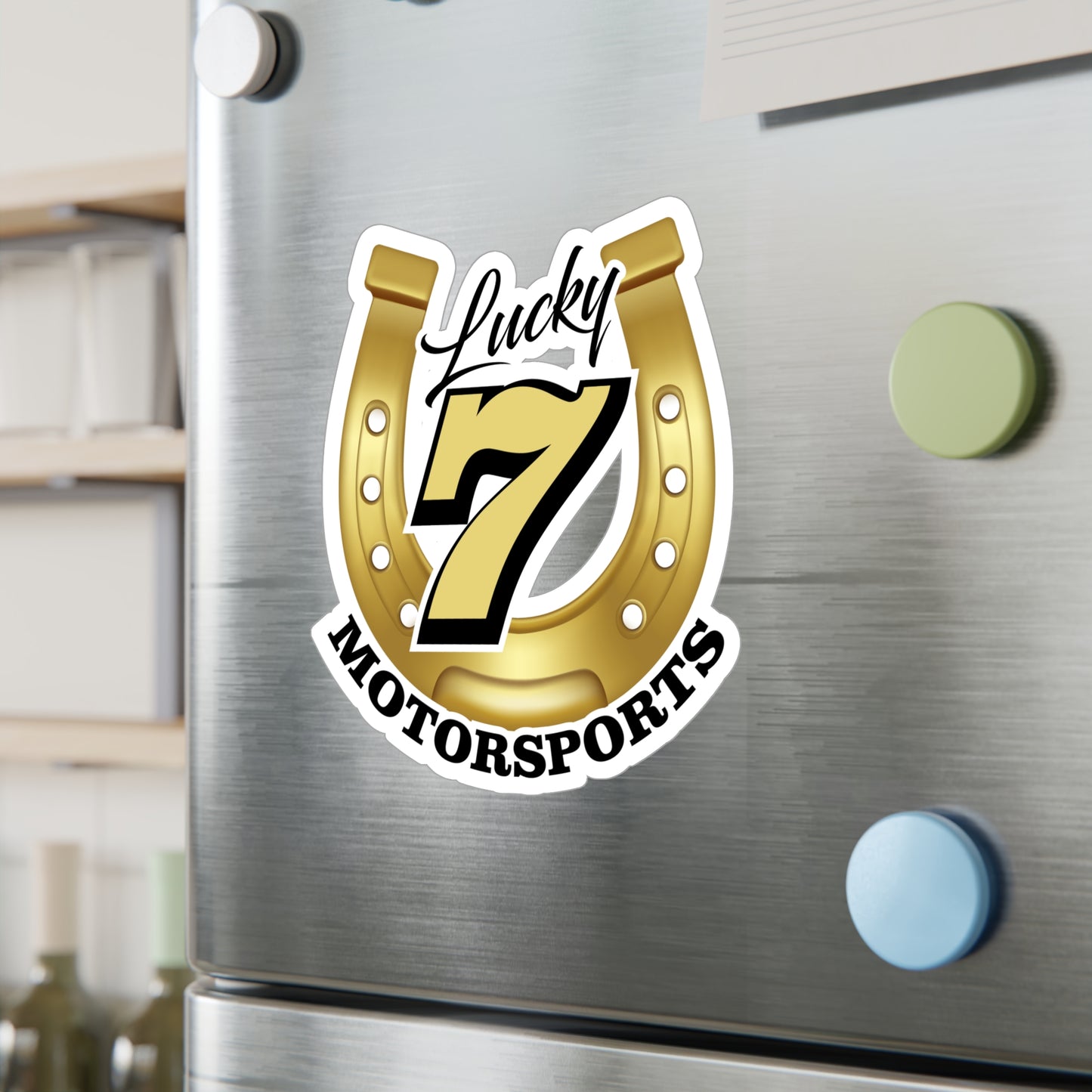 Lucky 7 Motorsports Kiss-Cut Vinyl Decals - Horsehoe Design for Car Enthusiasts