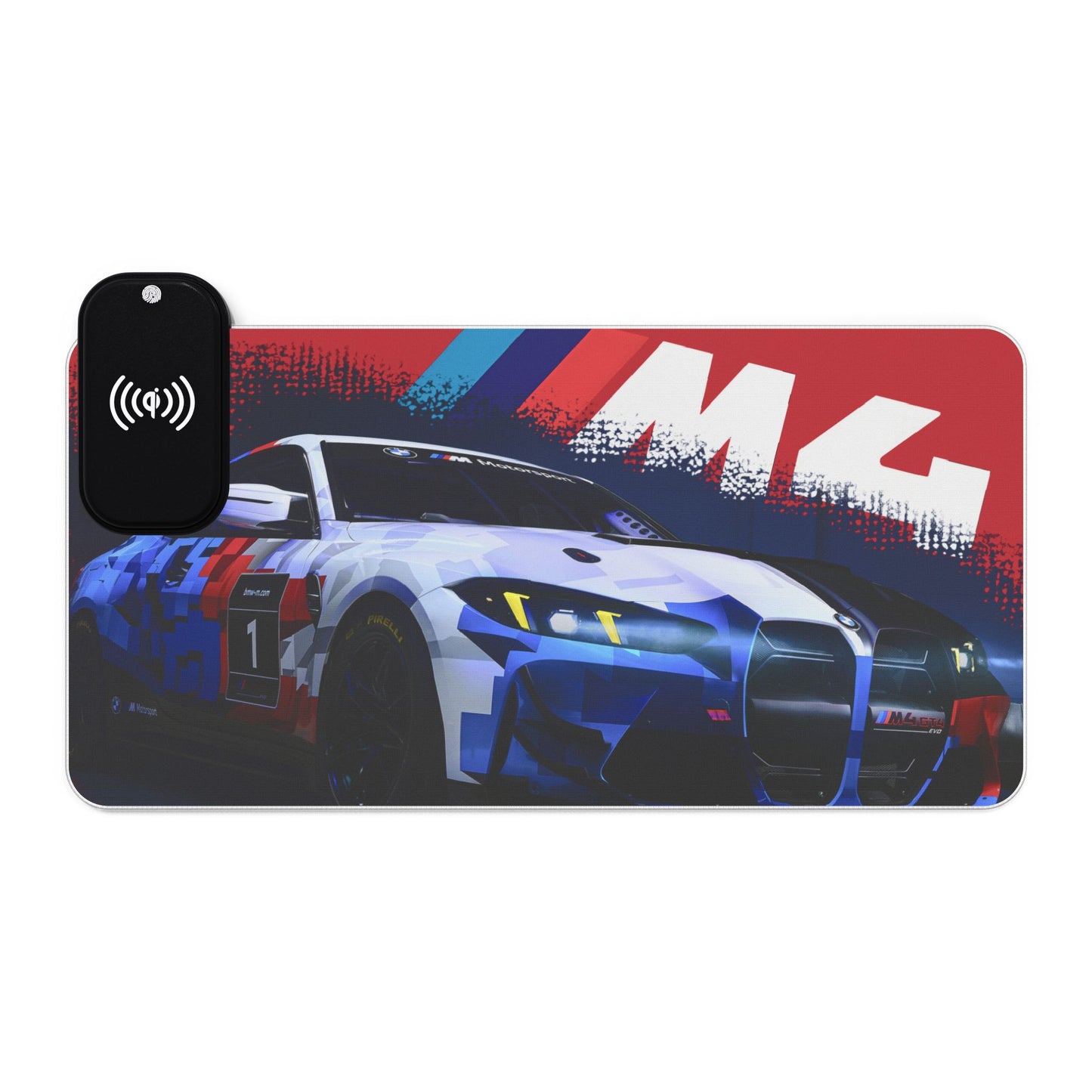 LED Racing Wireless Charging Mouse Pad — RGB Desk Mat with Fast Qi Charger