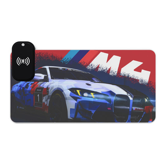 LED Racing Wireless Charging Mouse Pad — RGB Desk Mat with Fast Qi Charger