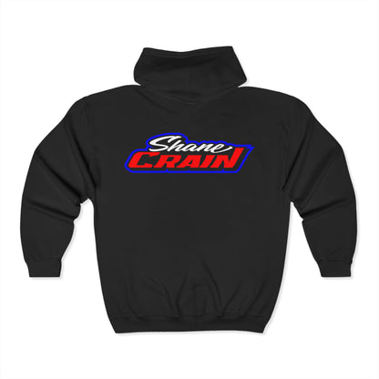 Shane Crain Zip Hoodie with Custom Designs, Perfect for Motorsports Fans, Comfortable Outerwear, Gifting for Race Day, Casual Wear