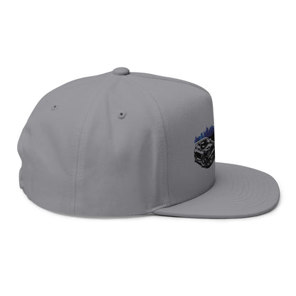 Embroidered Flat Bill Cap | Custom Car Design Hat for Car Enthusiasts, Birthday Gift, Supra & Skyline Tokyo