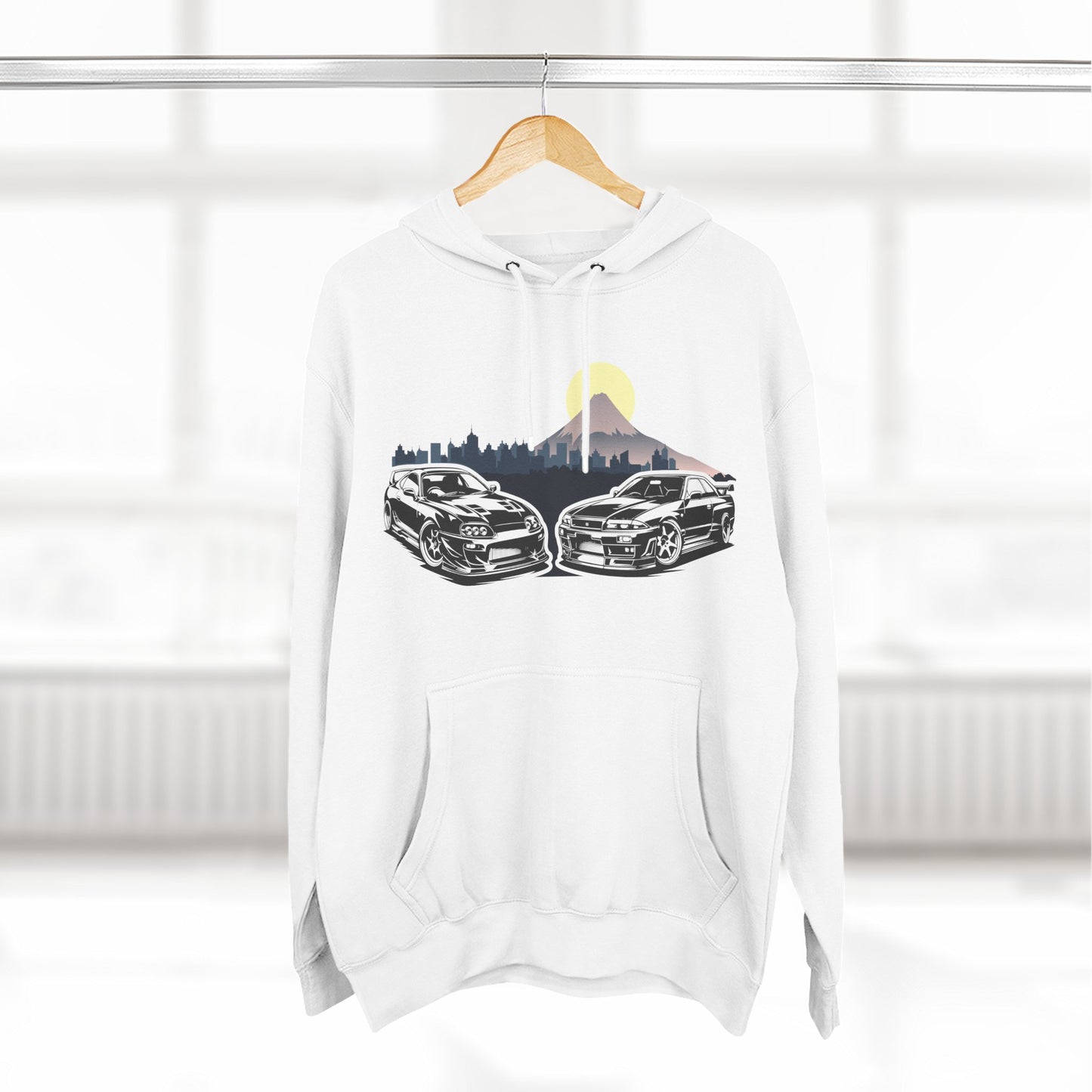 Supra Skyline Tokyo Fleece Hoodie, Car Lover Gift, Cozy Apparel for Road Trips, Outdoor Adventure, Perfect for Fall and Winter