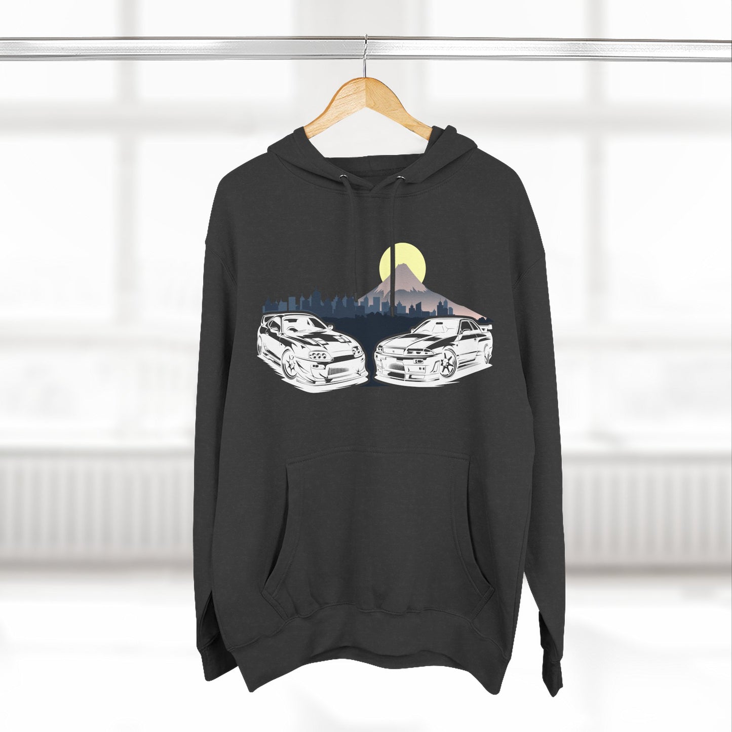 Supra and Skyline Tokyo Three-Panel Fleece Hoodie, Gift for Him, Men’s Hoodie, Automotive Apparel, Cozy Hoodie for Car Enthusiasts