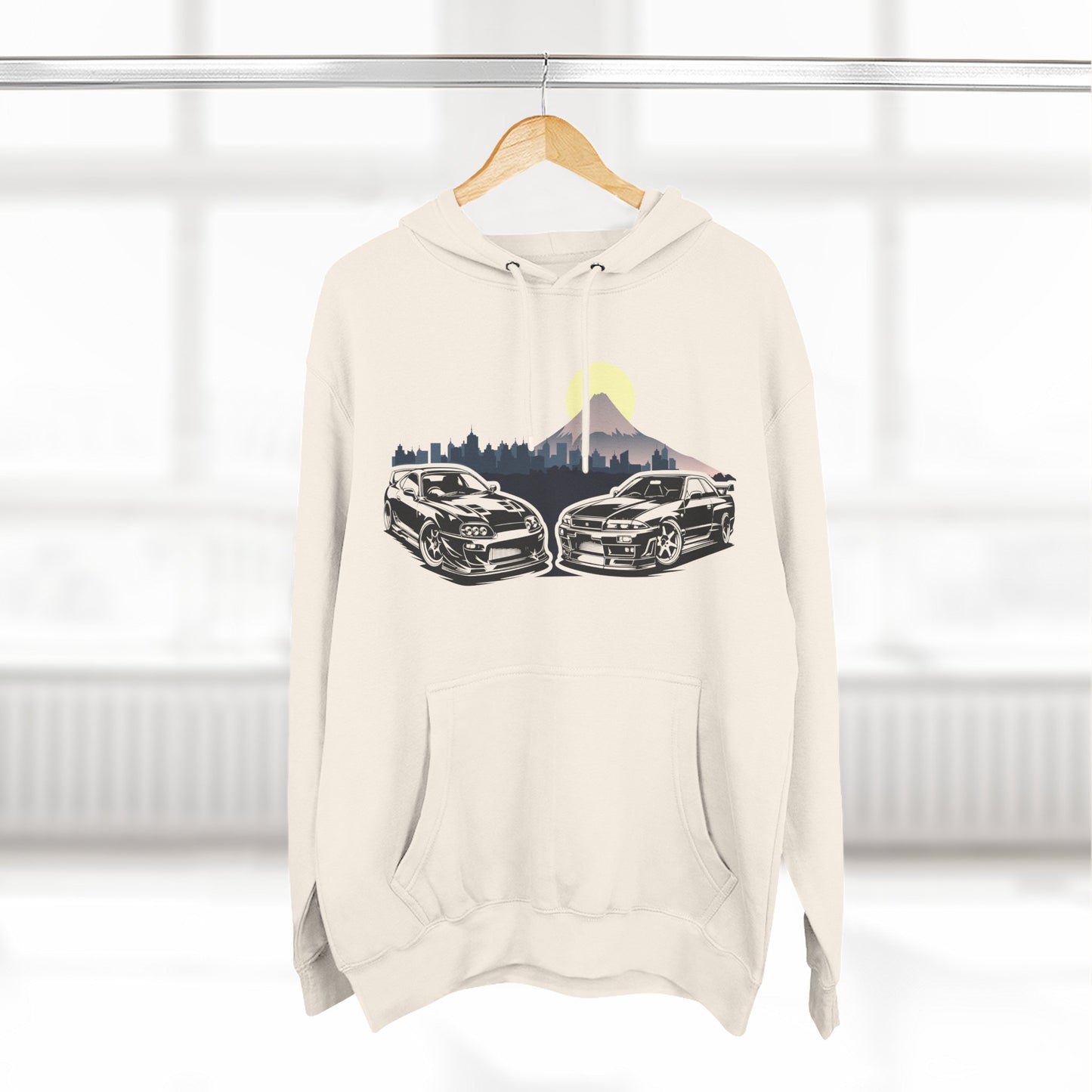 Supra Skyline Tokyo Fleece Hoodie, Car Lover Gift, Cozy Apparel for Road Trips, Outdoor Adventure, Perfect for Fall and Winter