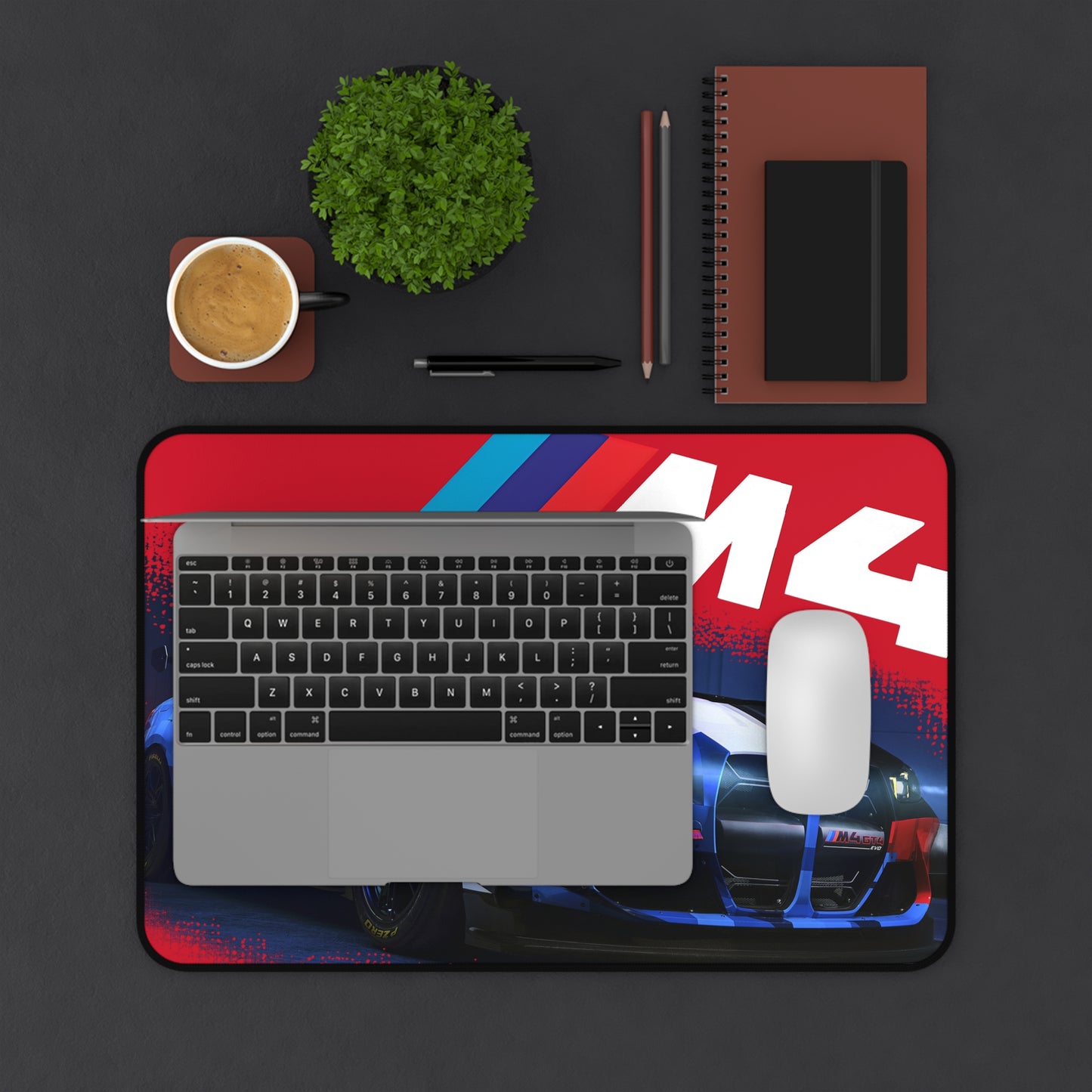 Racing BMW M4 Desk Mat — Blue Red Motorsport Gaming Mouse Pad