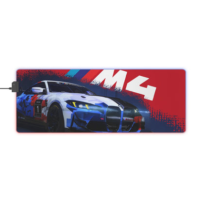 Racing M4 LED Gaming Mouse Pad — RGB Illuminated Extended Desk Mat with Sports Car Design