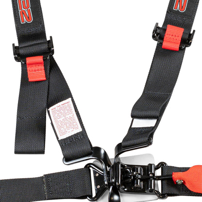Race Seat Harness Black 2 Shoulder 2 6 Point Pull Up (In)