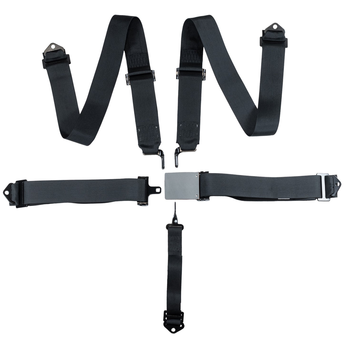 Race Seat Harness Black 3x3 5 Point Pull Down (Out)