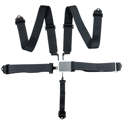Race Seat Harness Black 3x3 5 Point Pull Down (Out)