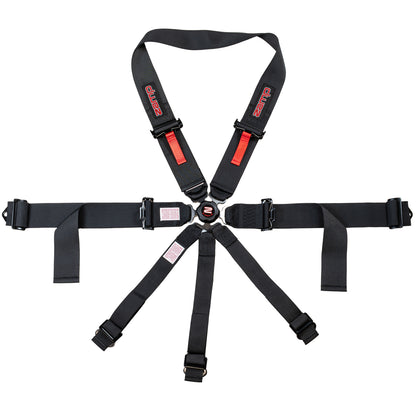 Race Seat Harness Black CAM Lock U Loop Shoulder 7 Point Pull Down (Out)