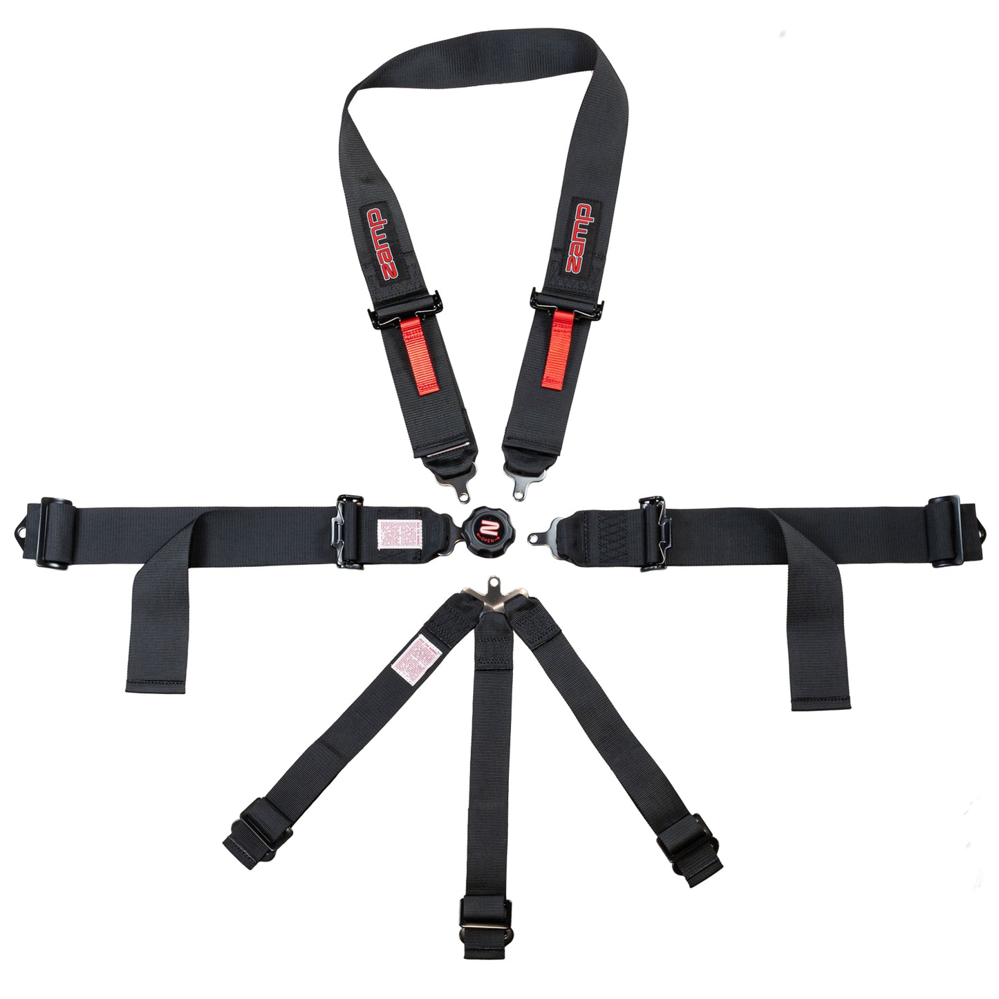 Race Seat Harness Black CAM Lock U Loop Shoulder 7 Point Pull Down (Out)