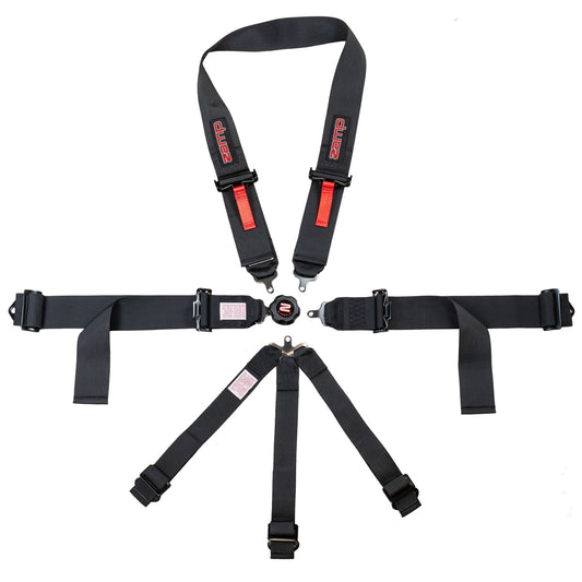 Race Seat Harness Black CAM Lock U Loop Shoulder 7 Point Pull Down (Out)