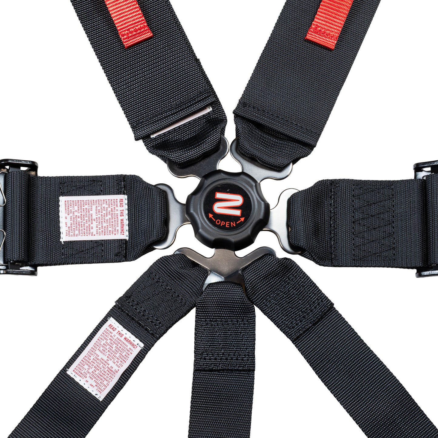 Race Seat Harness Black CAM Lock U Loop Shoulder 7 Point Pull Down (Out)