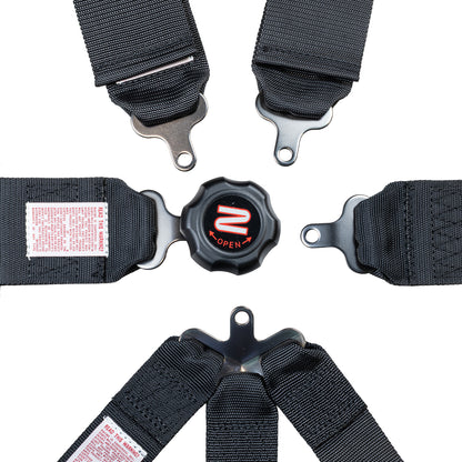 Race Seat Harness Black CAM Lock U Loop Shoulder 7 Point Pull Down (Out)