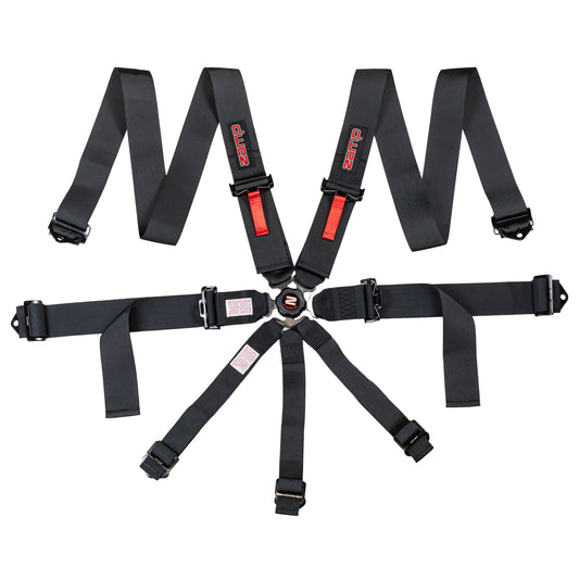 Race Seat Harness Black CAM Lock 3x3 Shoulder 7 Point Pull Down (Out)