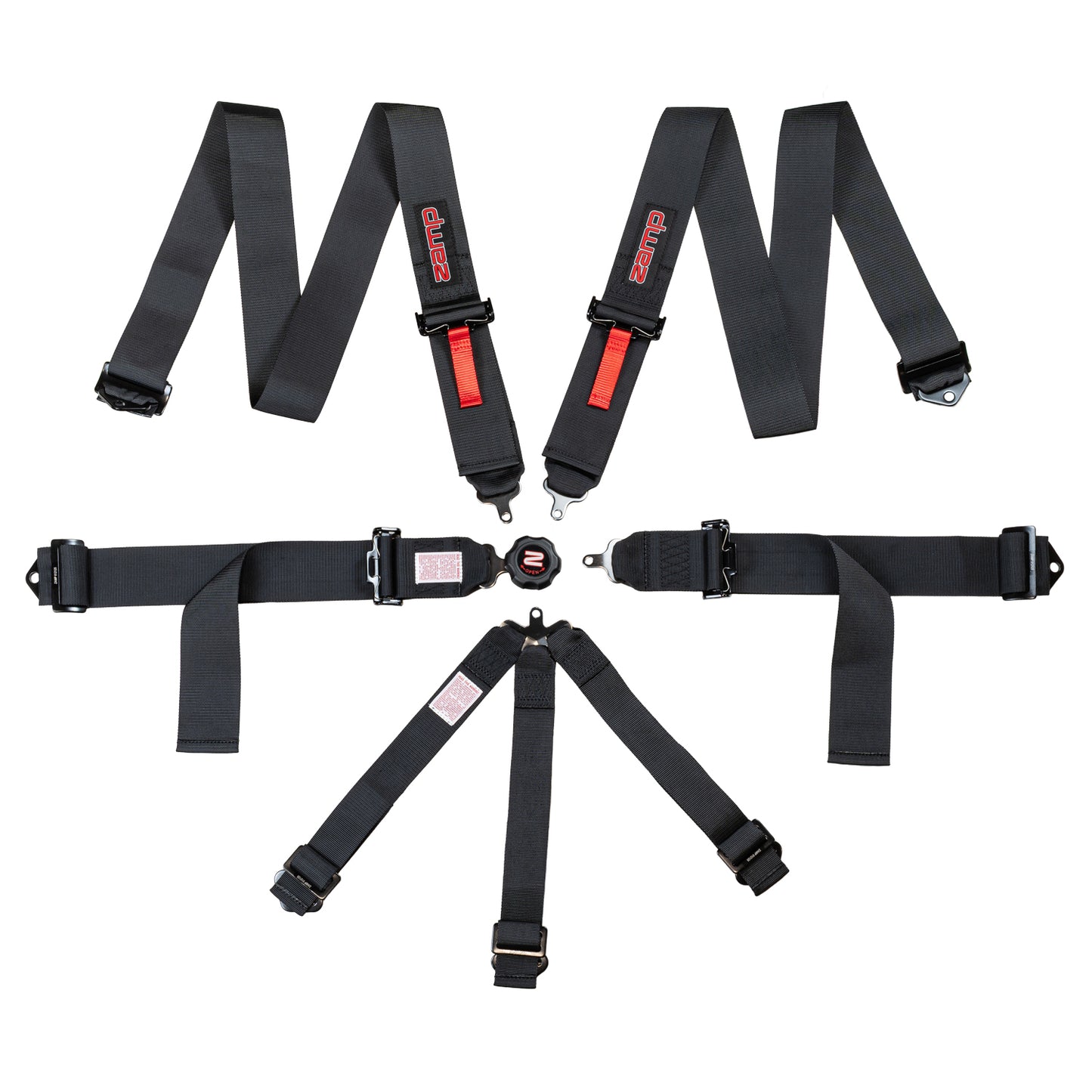 Race Seat Harness Black CAM Lock 3x3 Shoulder 7 Point Pull Down (Out)