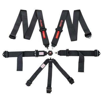 Race Seat Harness Black CAM Lock 3x3 Shoulder 7 Point Pull Down (Out)