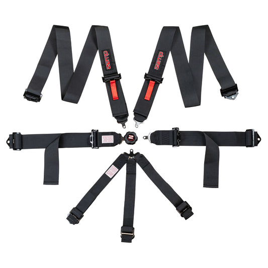 Race Seat Harness Black CAM Lock 3x3 Shoulder 7 Point Pull Down (Out)