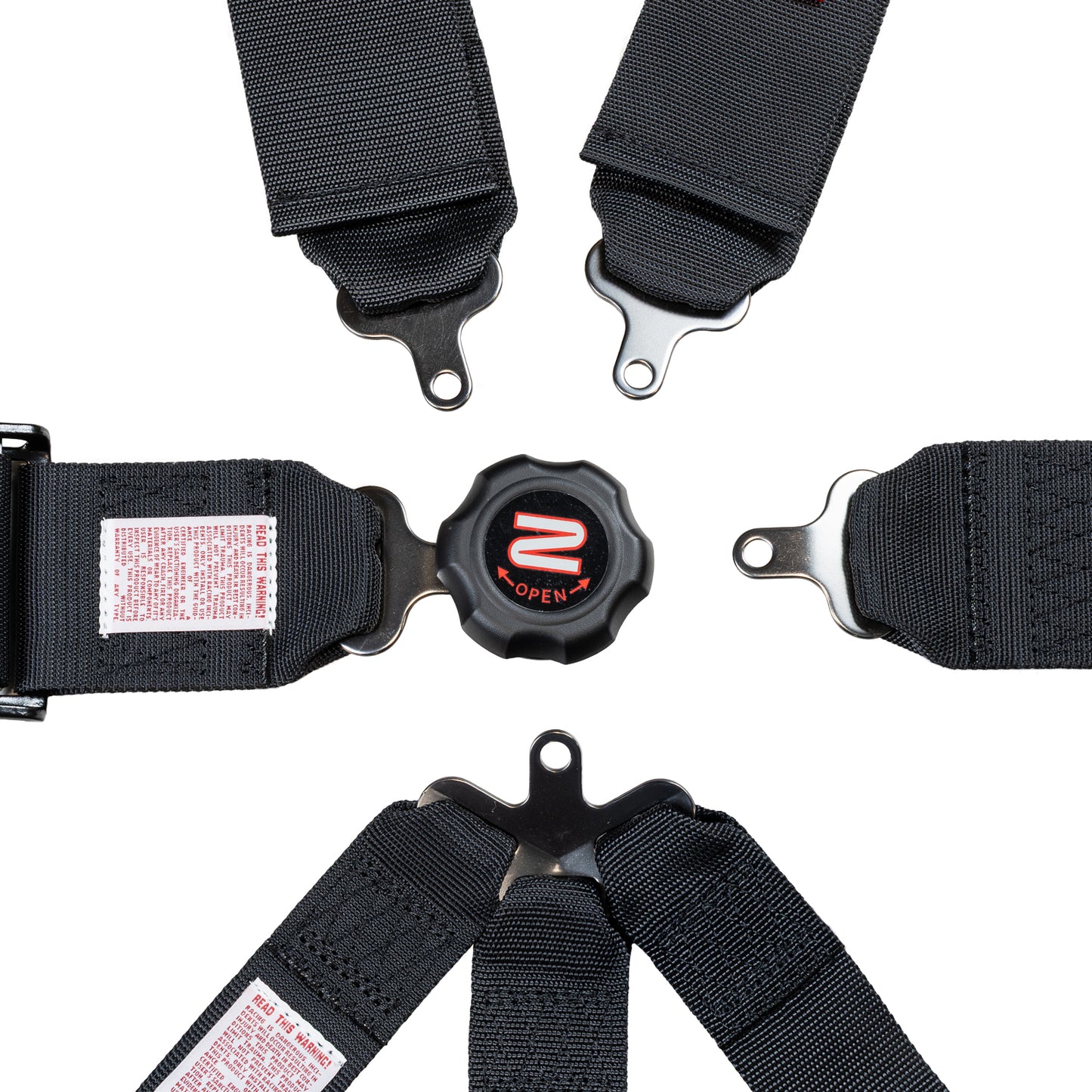 Race Seat Harness Black CAM Lock 3x3 Shoulder 7 Point Pull Down (Out)