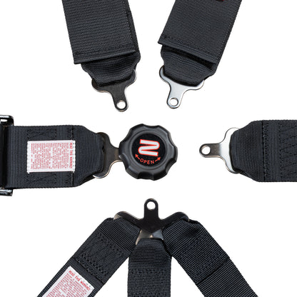 Race Seat Harness Black CAM Lock 3x3 Shoulder 7 Point Pull Down (Out)